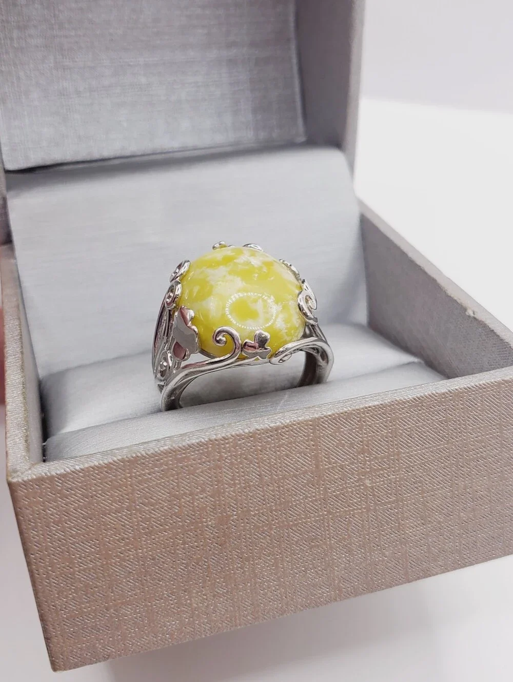 Connemara Marble 925 Sterling Silver 4 Leaf Clover Statement Ring